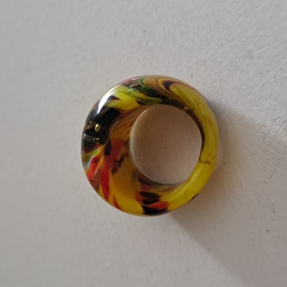 VTG marbled bubble glass ring retro funky colorful artsy Mod jewelry ladies - Picture 5 of 8